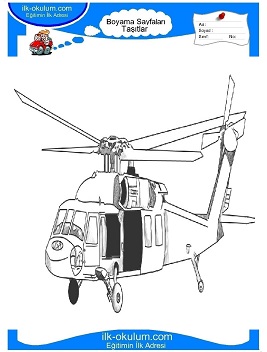 Çocuklar İçin Helikopter Boyama Sayfaları 